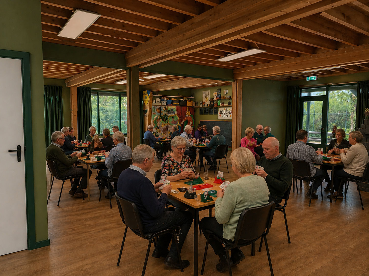 Speel bridge, schaak of andere gezelschapspellen